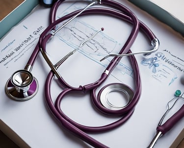 black stethoscope with brown leather case