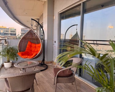 Outdoor Swing with Chairs & Table in Balcony 