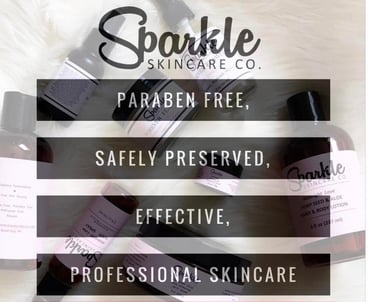 a group of skin care products with text that says sparkle