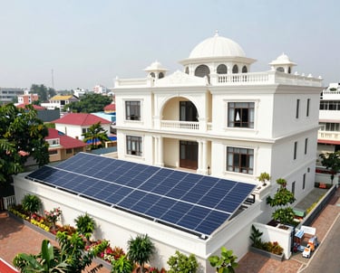 Solar Panels Installed on a bunglow in indian city