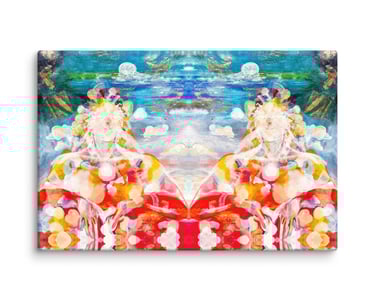 a painting of a woman sitting on a bed