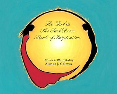 The Girl in The Red Dress Book of Inspiration by Alanda J. Calmus children's book cover art.