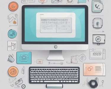 A modern workspace with various tools neatly arranged on a desk.
