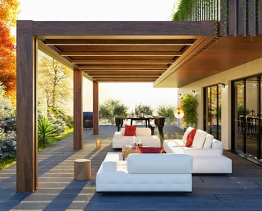 pergola bioclimatica in legno massello per patio