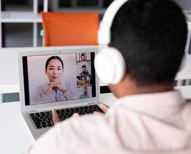 Group of people on an online meeting