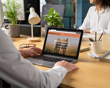 Better Dementia online education platform shown on a laptop screen