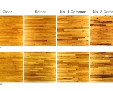domestic red and white oak grading chart