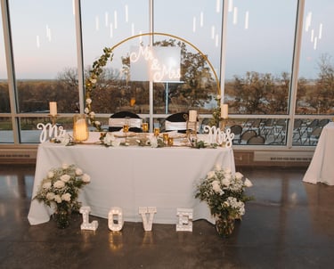 a table with candles and candles on it