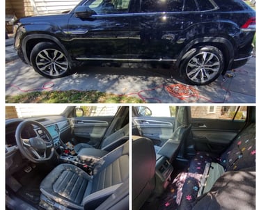 a black car interior and exterior cleaned