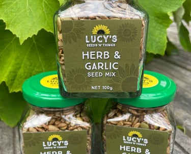 A deliciously savoury mix of seeds enhanced with garlic & herbs , ideal for sprinkling over salads