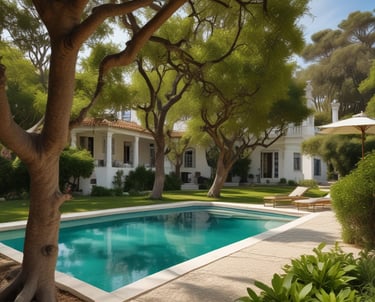 A tall multi-story building named Emerald Residency is shown with a modern architectural design, featuring large windows and a prominent sign at the top. The building is surrounded by a clear blue sky with some clouds and nearby power lines.