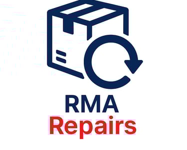 a picture of a camera and a camera with the words rma repair repair