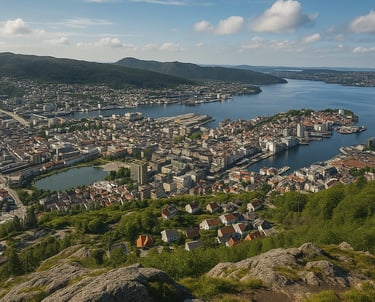 a view of a city from a hill top