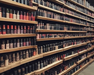 A storefront with multiple businesses, including a fashion hair salon, an insurance agency, and a shop selling ginseng and dried seafood. The facade is colorful with signs in both English and another language. Neon lights and an open sign are visible in the salon window.