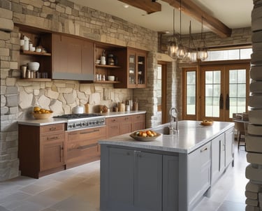 An ornate multi-story building with numerous windows and decorative stone carvings on the facade. A person in orange work attire operates a lift to perform maintenance or cleaning work on the building's exterior.
