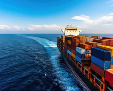 a cargo ship with containers on the deck