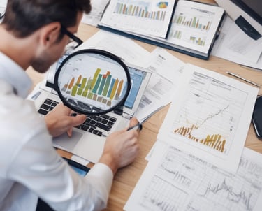 Large blue letters 'AI' stand prominently on a surface covered with a pattern of hexagonal shapes. Dark swirling lines intersect around the letters, creating a sense of motion and complexity. The background has a metallic sheen with a futuristic, digital style.