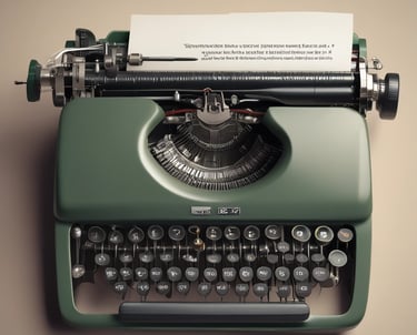 A vintage typewriter is displaying a sheet of paper with the words 'EDGE COMPUTING' typed in bold letters. The typewriter features a dark green body and metal components, set against a soft white background.