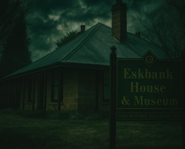 A spooky image of Eskbank House Museum in dark colours