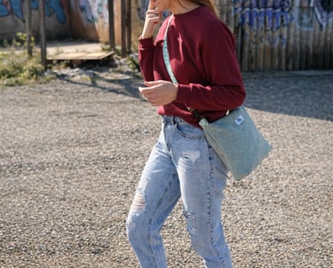 bandolera de pana, hecha a mano, color verde, con gran capacidad