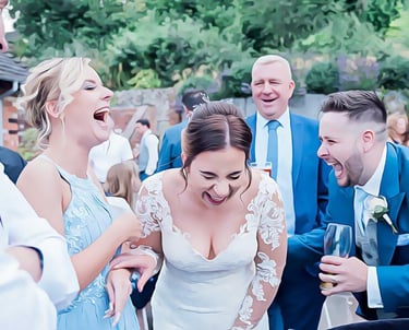 guests laughing at magician
