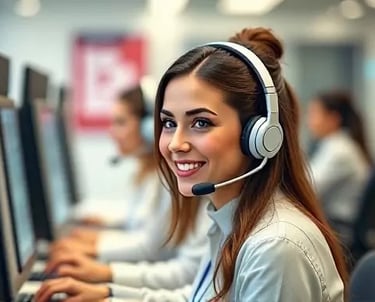 Symbolbild für Kundenservice-Jobs im Call-Center in Lissabon: Person im Großraumbüro.