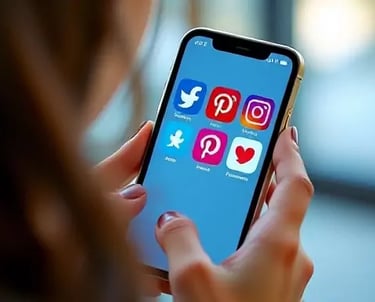 Symbolbild für Content-Moderation-Jobs im Call-Center in Lissabon: Handy mit Social-Media Symbolen.