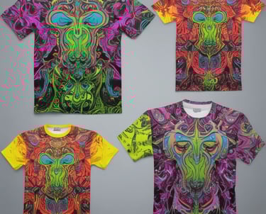 A collection of custom-printed apparel and gifts displayed together.