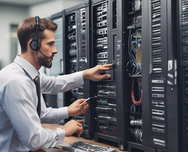 A team managing IT systems in a control room.