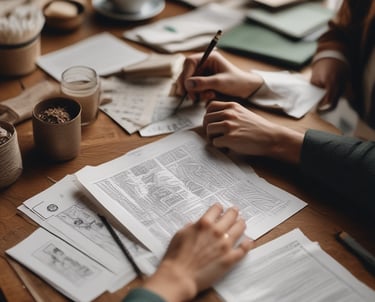a group of people standing in a room