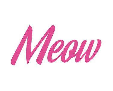 Logo tipográfico de Meow Dj en colores rosa