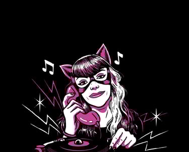 Dibujo 2 en colores rosas de Meow Dj estilo comic