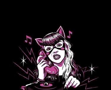 Dibujo sin logo de Dj Meow estilo comic