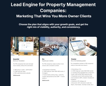 Choose your package: Lead Engine for Property Management Companies
