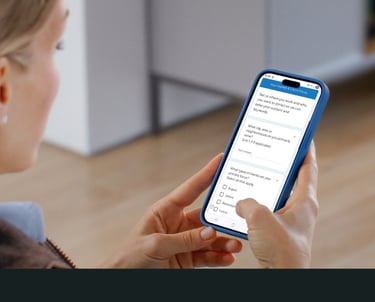 Client submitting information through an online form for profile setup