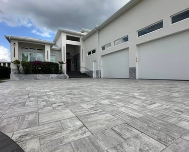 House with pavers sealed