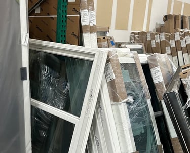 a bunch of windows with some boxes of windows