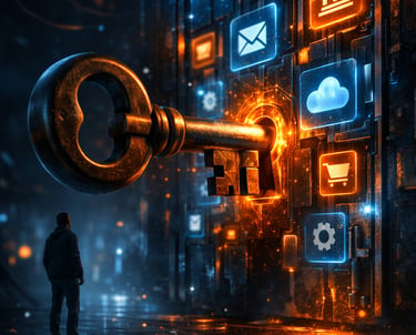 Llave gigante que abre tus datos digitales.