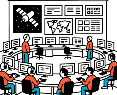 Drawing of a Spacecraft Operations Centre