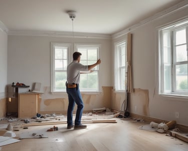 A person is using a MacBook Pro to browse a banking website. The screen displays a login section, promotional offers, and an image of a smiling couple in the top section. The design includes a red color scheme, with navigation links for various banking services.