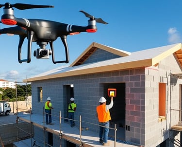 Drone sobrevoando casa