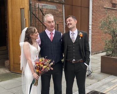 David Allbutt Celebrant with Couple After Their Wedding Ceremony