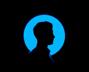 a silhouette of a man in a suit and tie