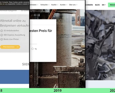 shows evolution of the landing page