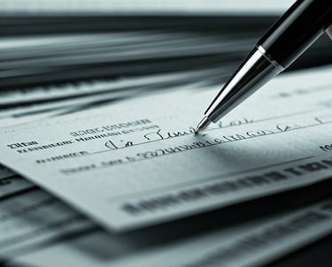 writing a check with a ballpoint pen