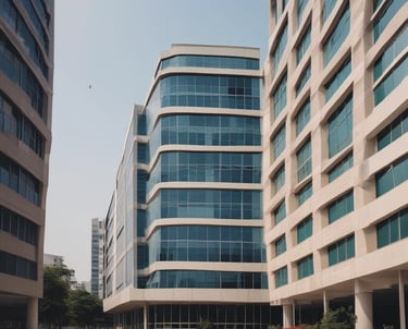 A multi-story house with intricate architectural details, featuring steep, pointed roofs and multiple windows. A large blue banner with white text 'For Sale Exclusivity' partially covers the front of the building. The structure is surrounded by lush green trees.