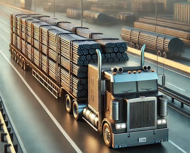 Trucks carrying steel Bars