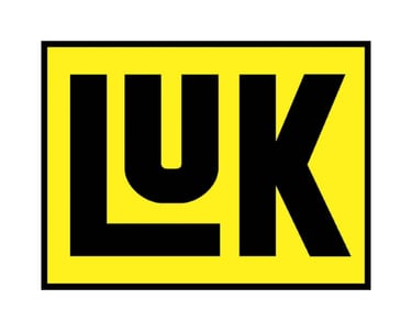 a yellow and black logo with the word LuK