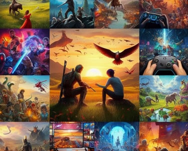 P2E Gaming platform. a collage of different games