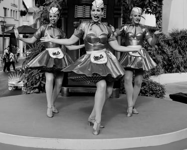 1950's chorus girls singing and dancing